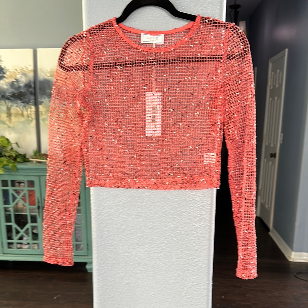 NWT Sage The Label - Mesh Coral Top
